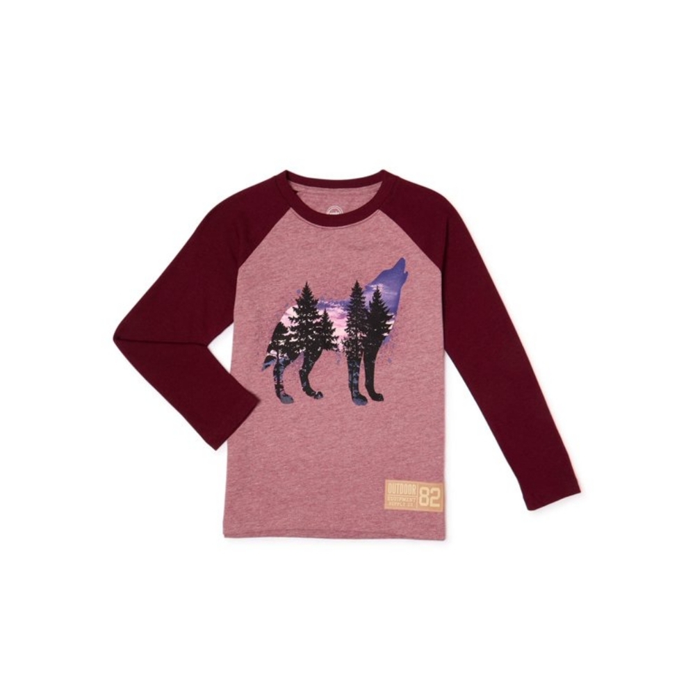 Kids Wonder Nation Long Sleeve Wolf Tee